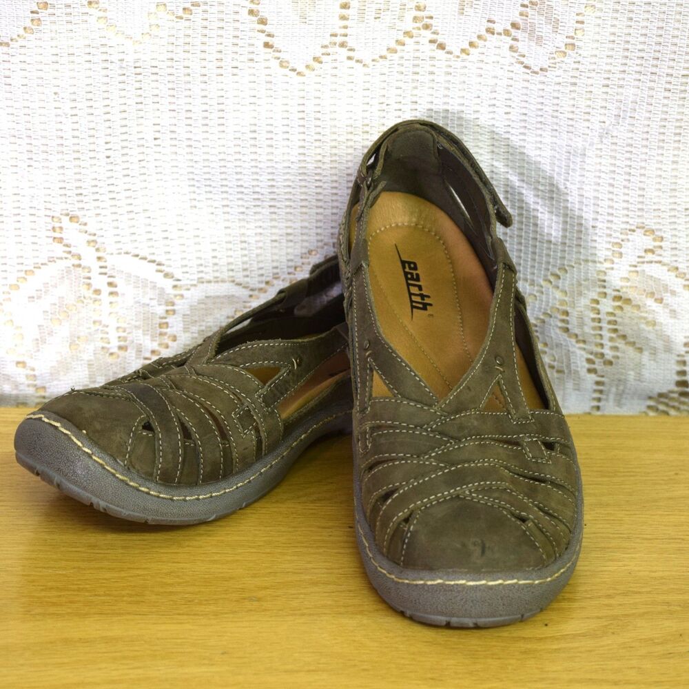 Earth Womens Sz 7 Leather Instinct Sandals Seagrass Green Kalso Walking Granola